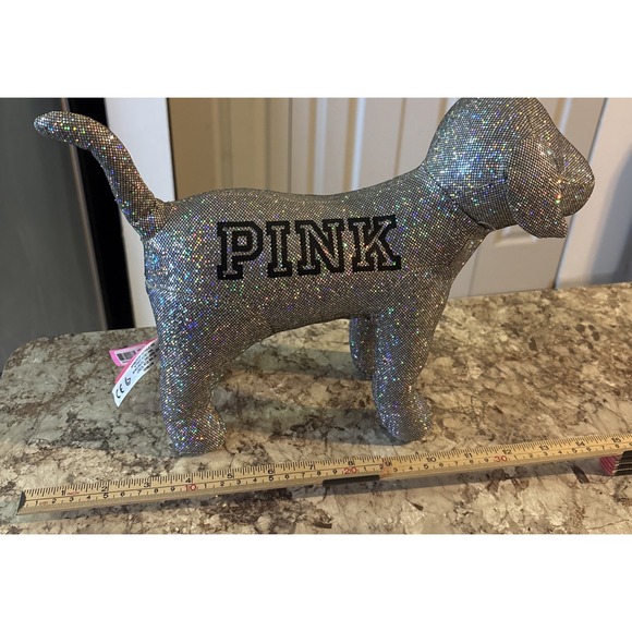 2017 Victoria's‎ Secret Pink Iridescent Glitter Bling Collectible Giant Mini Dog - Picture 14 of 16